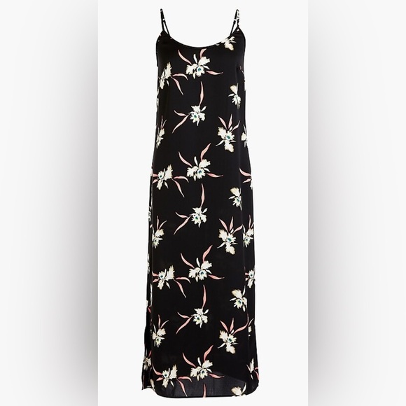 J.Crew Black Floral Spaghetti Strap Midi Slip Dress XS - Picture 4 of 7